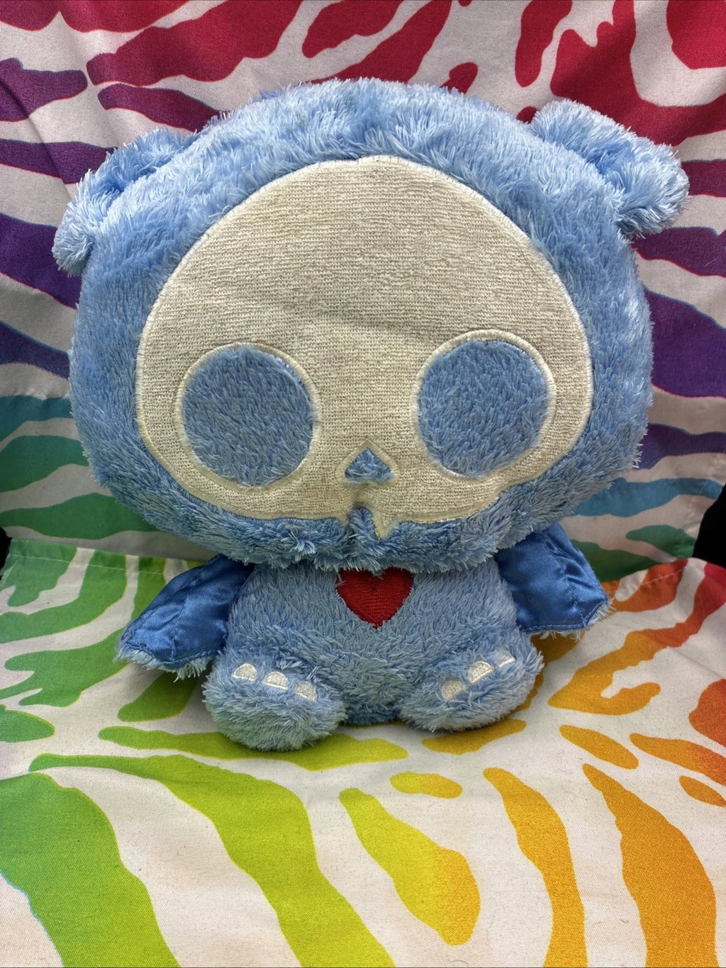 Skelanimals Diego The Bat Light Blue Glow In The Dark Plush Rare HTF