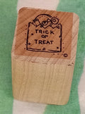 JRL Design Trick Or Treat Bag Rubber Stamp Wood Halloween
