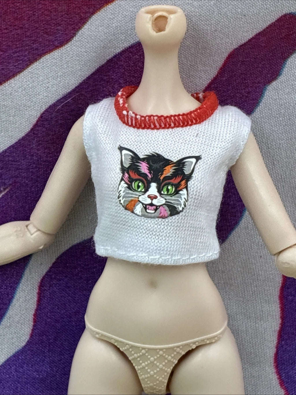 Monster High G3 Toralei Stripe Core Doll Clothes White Cat Face Crop Top Only