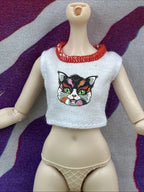 Monster High G3 Toralei Stripe Core Doll Clothes White Cat Face Crop Top Only
