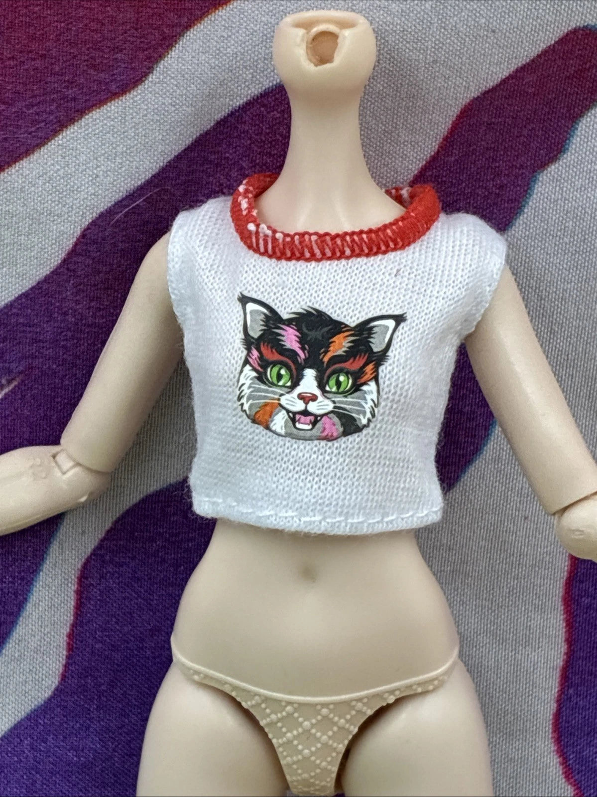 Monster High G3 Toralei Stripe Core Doll Clothes White Cat Face Crop Top Only