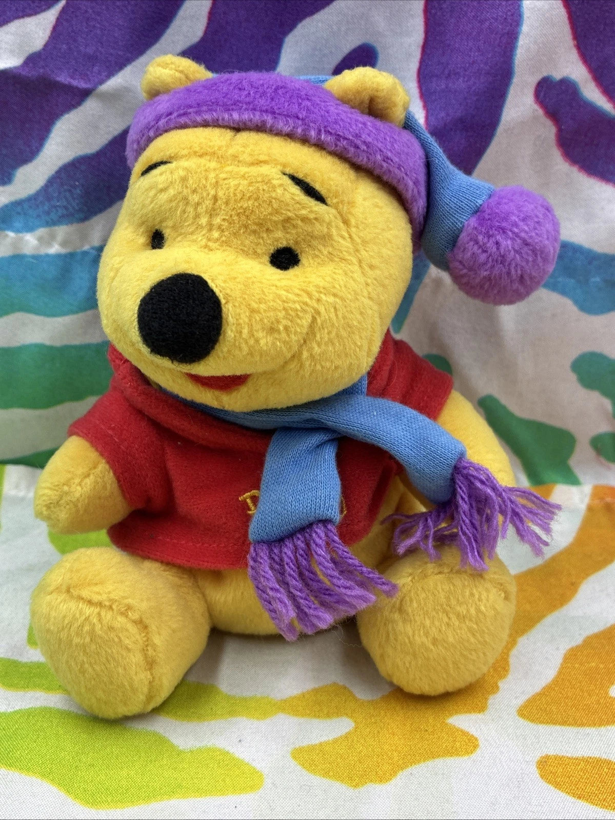 Disney Mattel Star Bean Winter Winnie The Pooh Beanbag 6” Plush