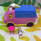 Polly Pocket Pollyville Ice Cream Truck W/ Doll & Table 2018