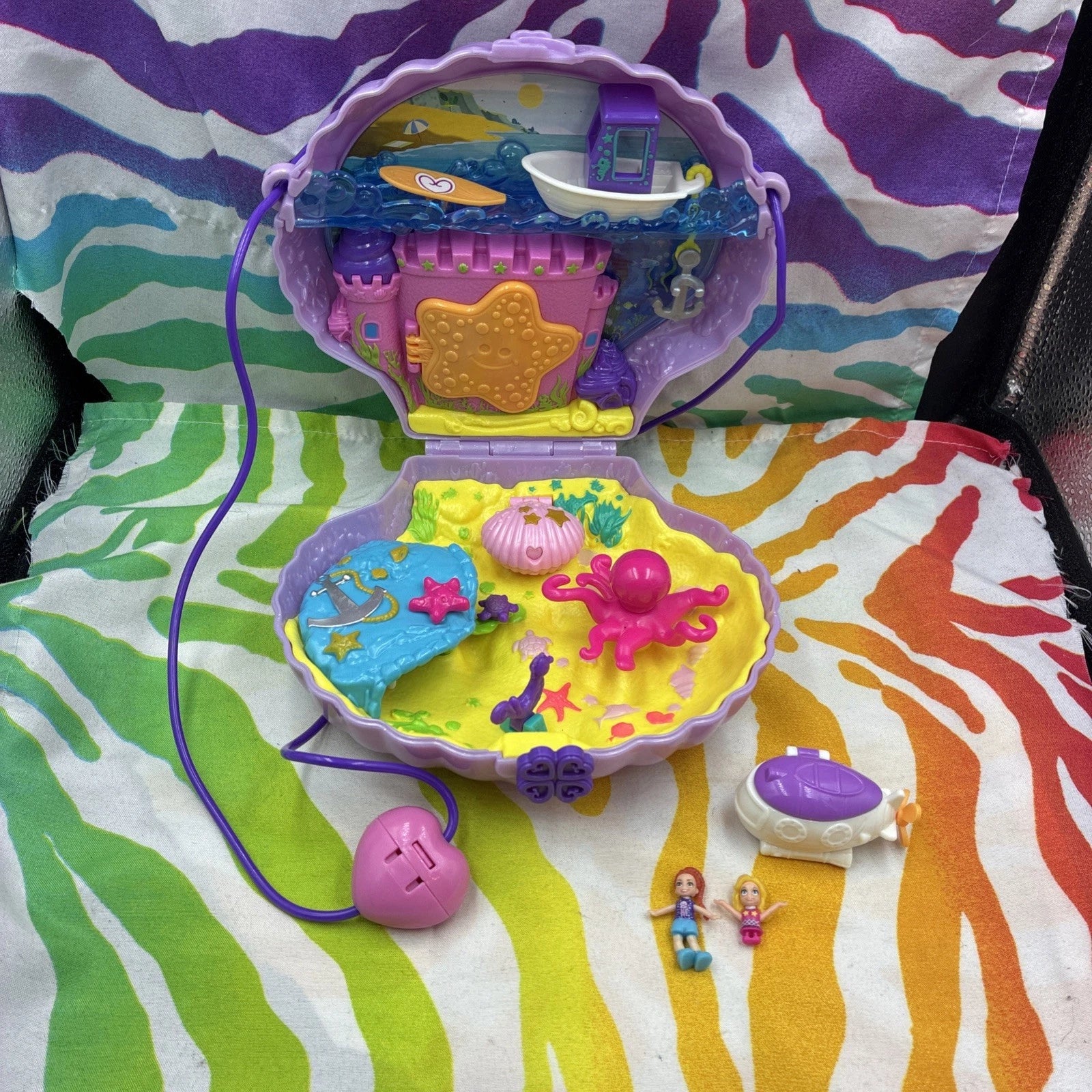 Polly Pocket Tiny Power Seashell Purse Sub & Dolls Flawed