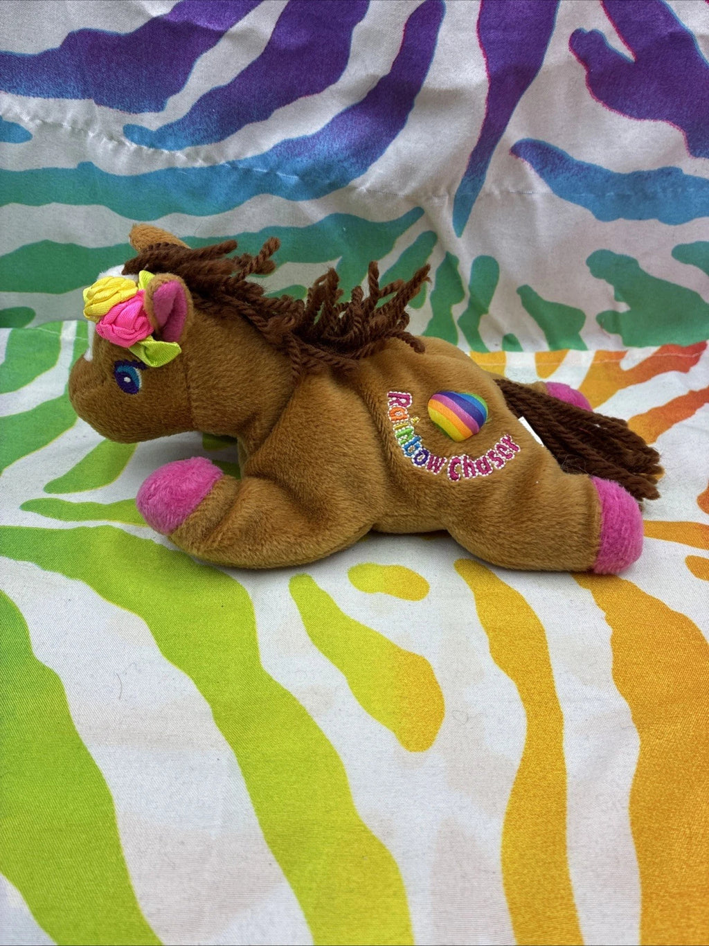 Vintage 1998 Lisa Frank Fantastic Beans 8” Rainbow Chaser Beanbag Plush