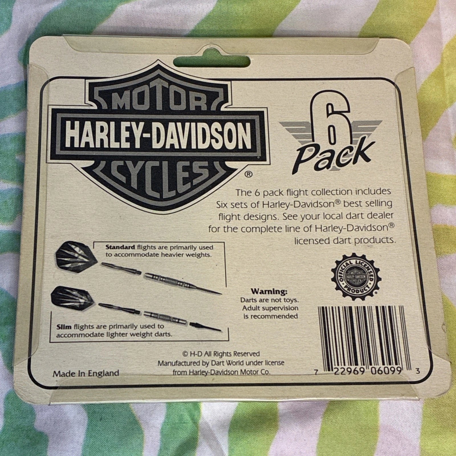 Harley Davidson 6 Pack Dart Wings New Old Stock Eagle Flames