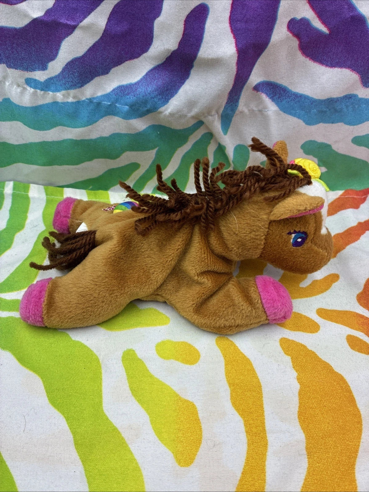 Vintage 1998 Lisa Frank Fantastic Beans 8” Rainbow Chaser Beanbag Plush
