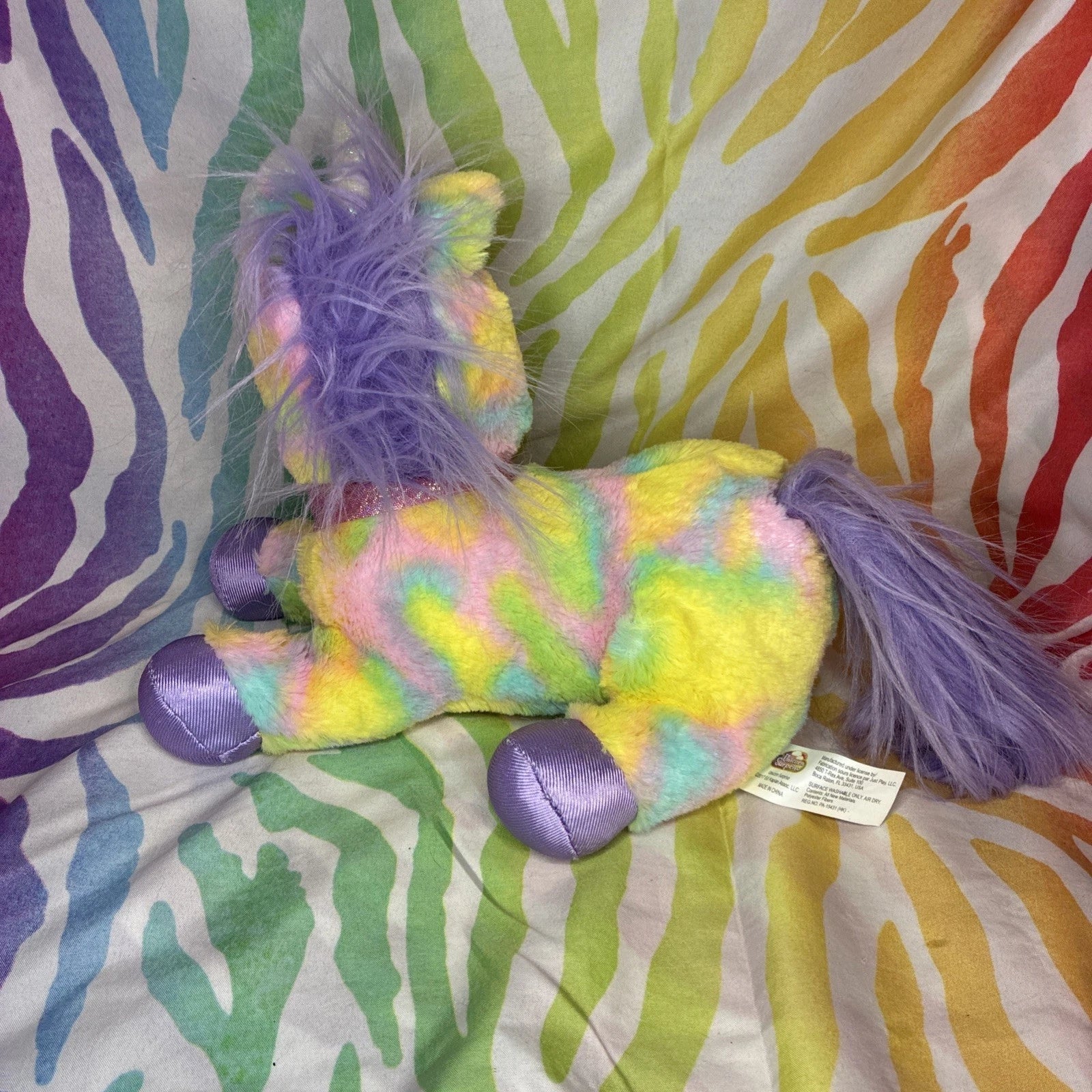 Unicorn Baby Surprise Skyla Mother W/ 2 Babies Pastel Tie Dye Plush