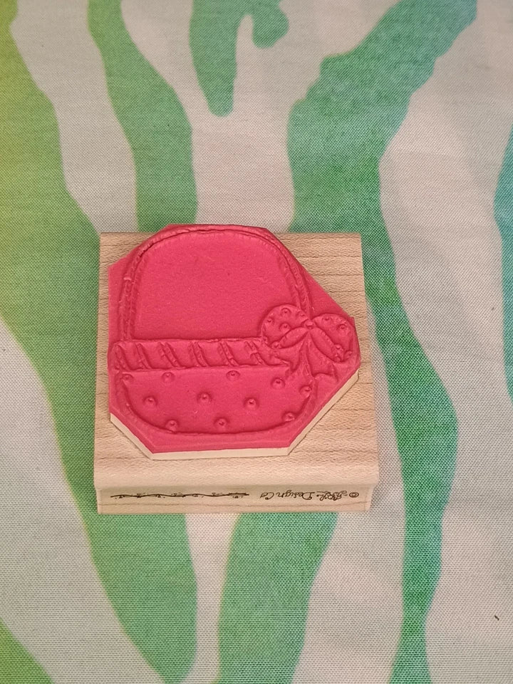 JRL Design Polk Dot Easter Basket Rubber Stamp Medium