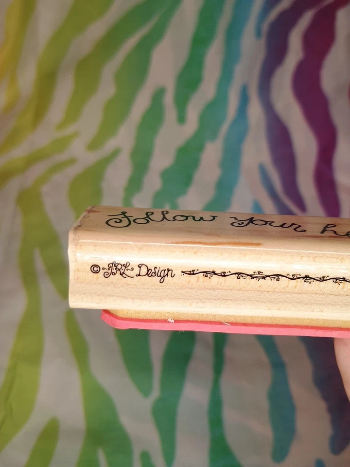 JRL Design Follow Your Heart #O118 Rubber Stamp Wood