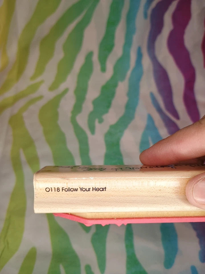 JRL Design Follow Your Heart #O118 Rubber Stamp Wood