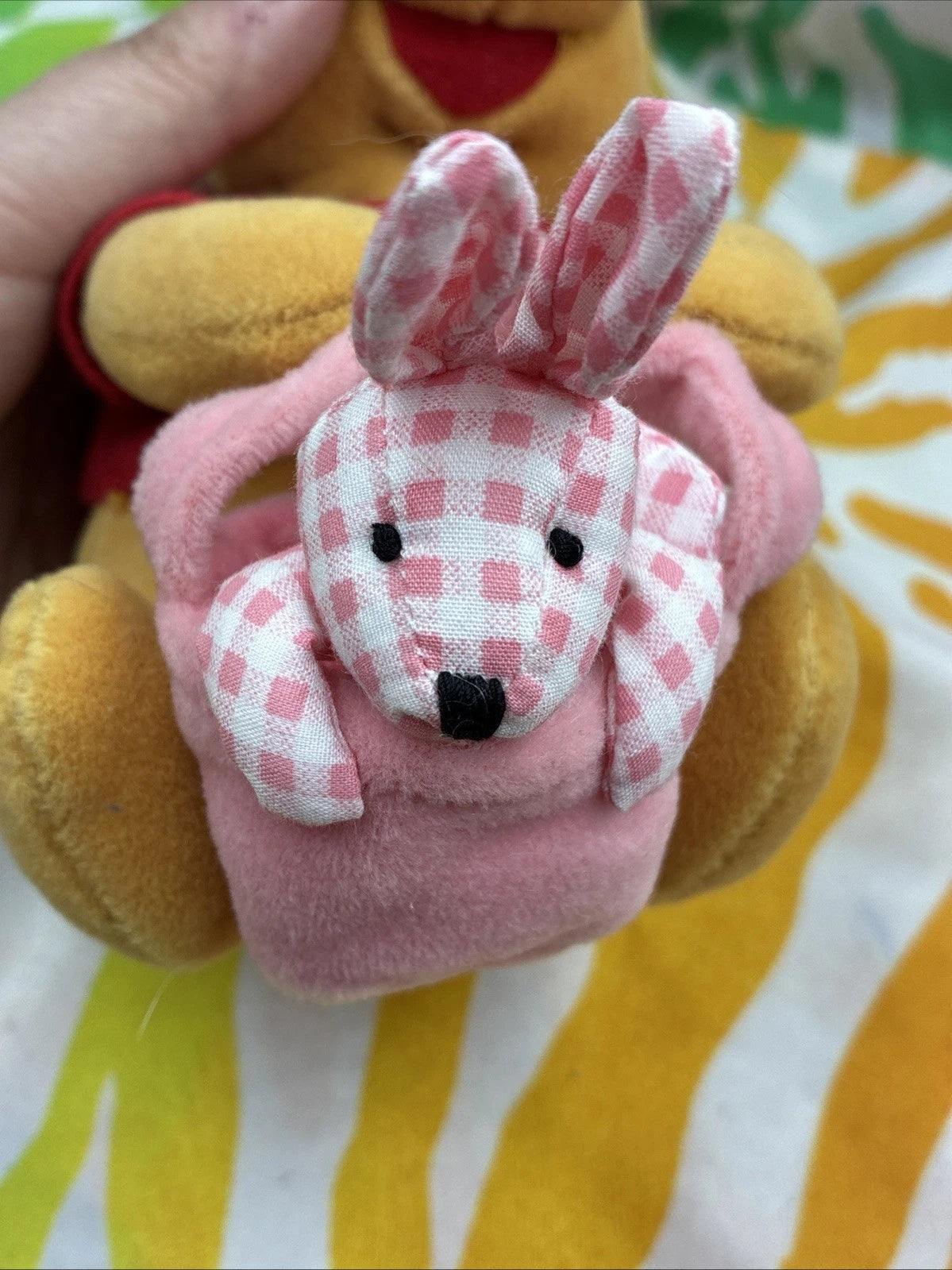 Disney Store Winnie The Pooh 8” Easter Bunny Beanbag Plush W/ Pink Gingham