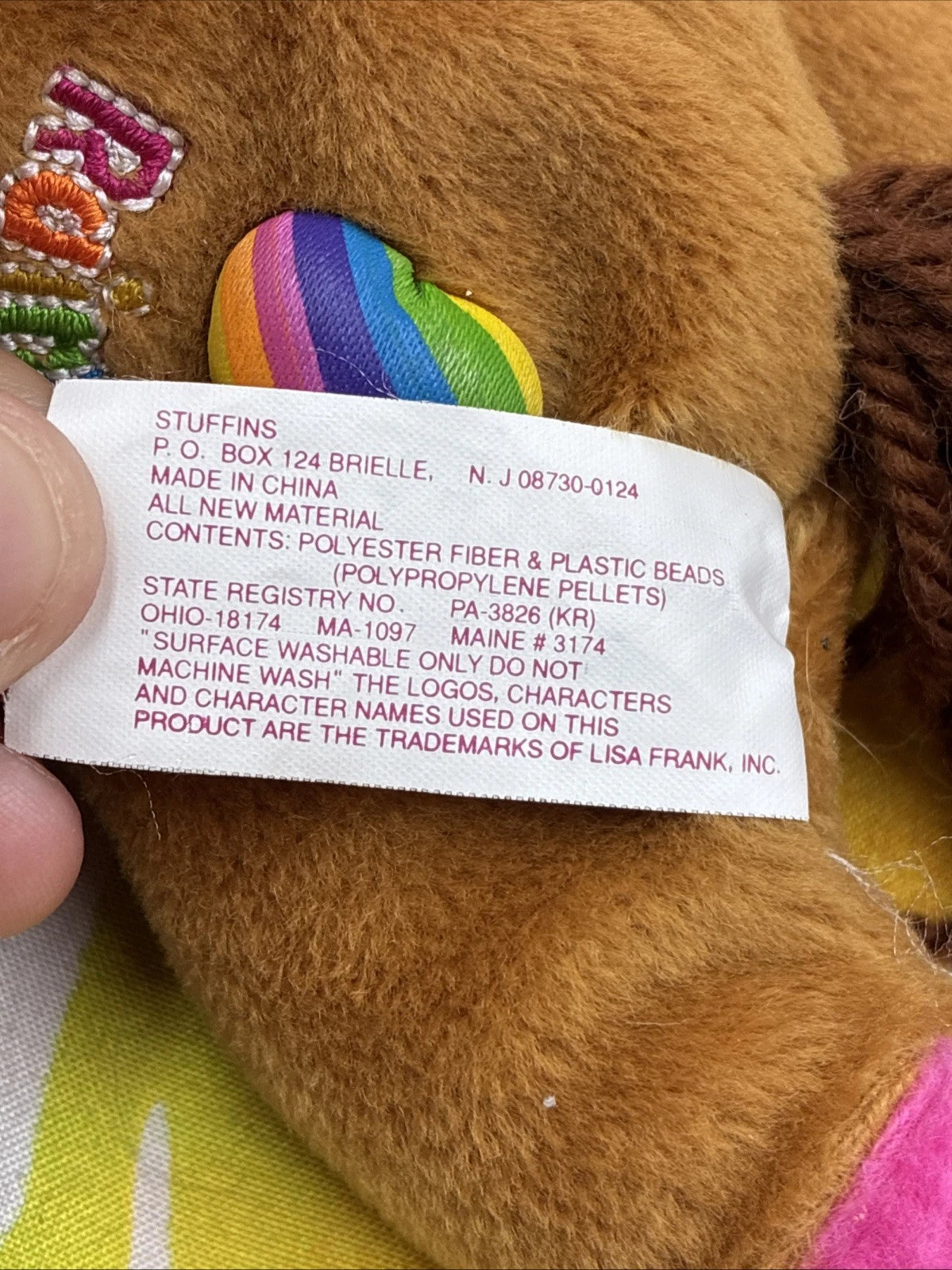 Vintage 1998 Lisa Frank Fantastic Beans 8” Rainbow Chaser Beanbag Plush