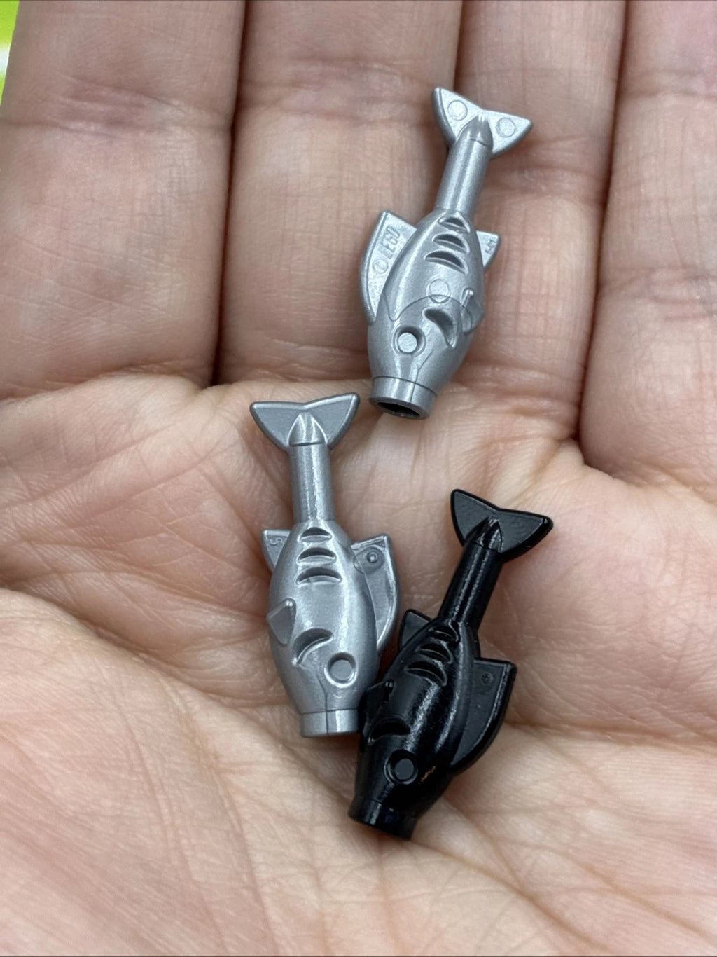 Lego Water Animal Set Of 3 Fish Black Flat Silver 64648