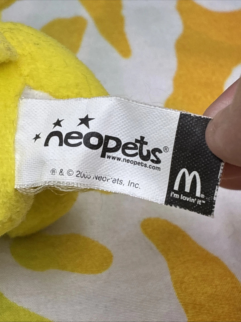 Neopets McDonald’s Yellow Poogle Happy Meal 5” Plush Toy 2005